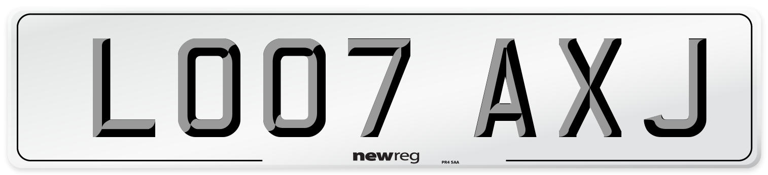 LO07 AXJ Number Plate from New Reg